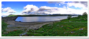 A hydroelectric power station is at the other end of the lake.  